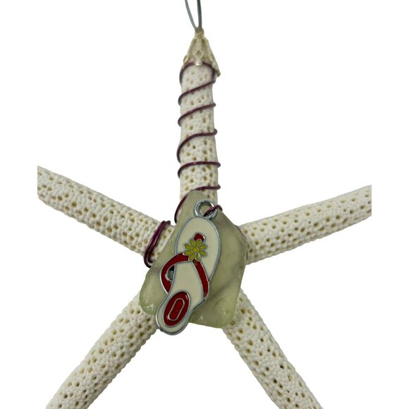 Handcrafted Ornament or Suncatcher - Wire Wrapped Starfish with Sea Glass - Picture 2 of 4